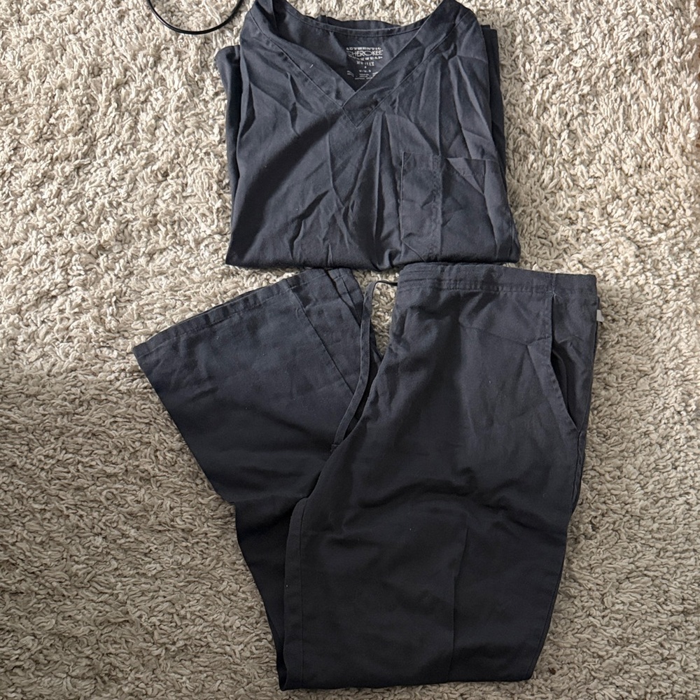 Women's Cherokee Dark Grey Scrub Set
